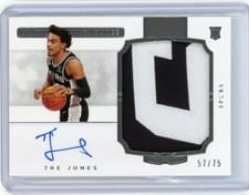 2020-21 Panini National Treasures Rookie Patch Autographs Tre Jones #150 card