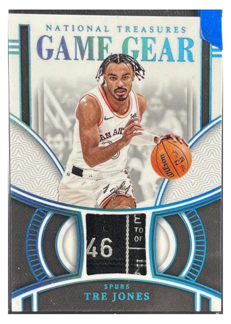 2023-24 Panini National Treasures Game Gear Tre Jones #24 card