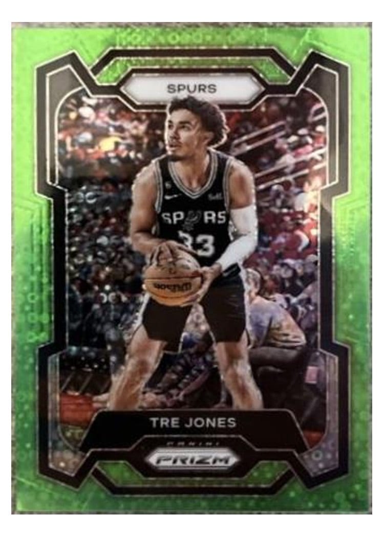 2023-24 Panini Prizm Base Set Tre Jones Fast Break Neon Green #232 card