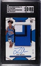 2021-22 Panini National Treasures Rookie Patch Autographs Tre Mann #131 card