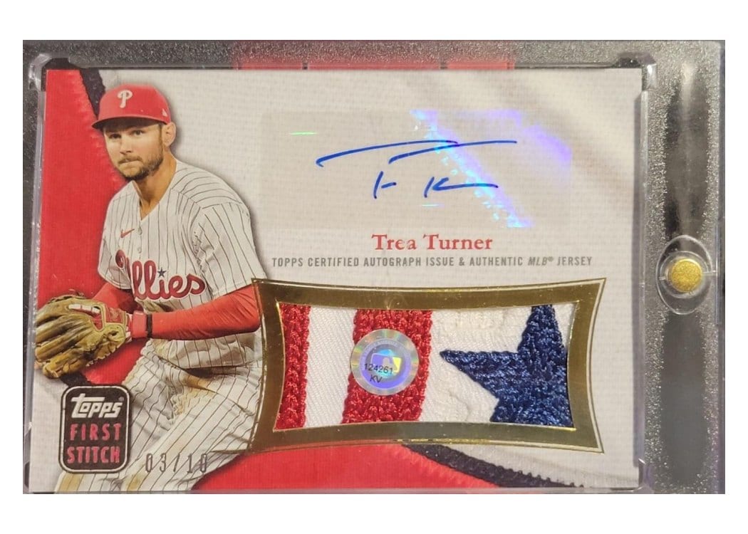 2023 Topps Update MLB First Stitch Patch Autographs Trea Turner #FSAP-TT card