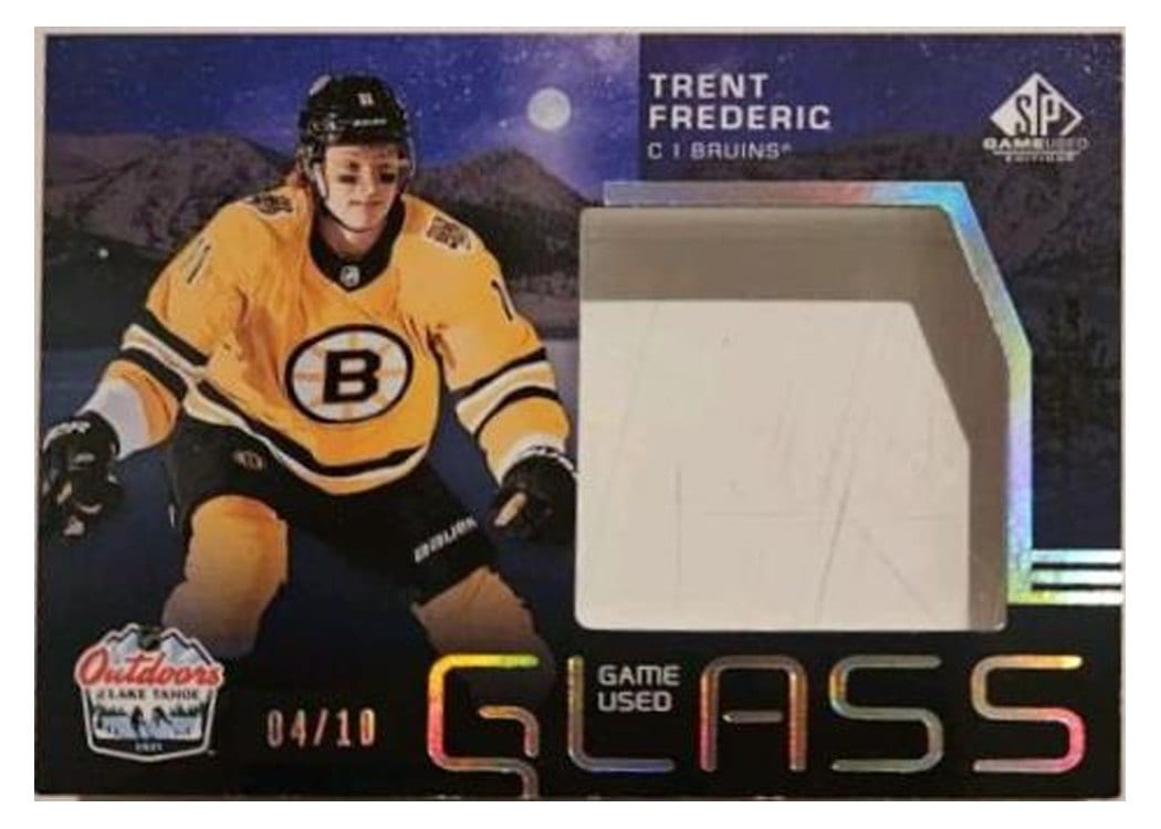 2021-22 SP Game Used 2021 NHL Lake Tahoe Games Rink Glass Relics Starscape Trent Frederic #LT-TF card