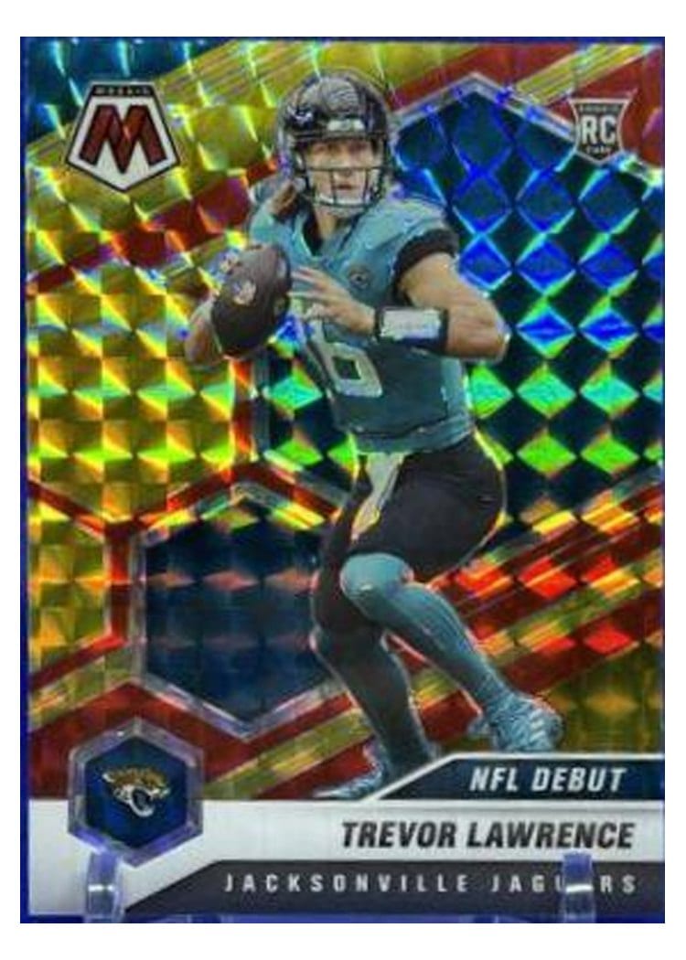 2021 Panini Mosaic Trevor Lawrence Choice Fusion Red & Yellow #241 card
