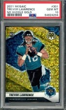 2021 Panini Mosaic Trevor Lawrence No Huddle Gold Mosaic #301 card
