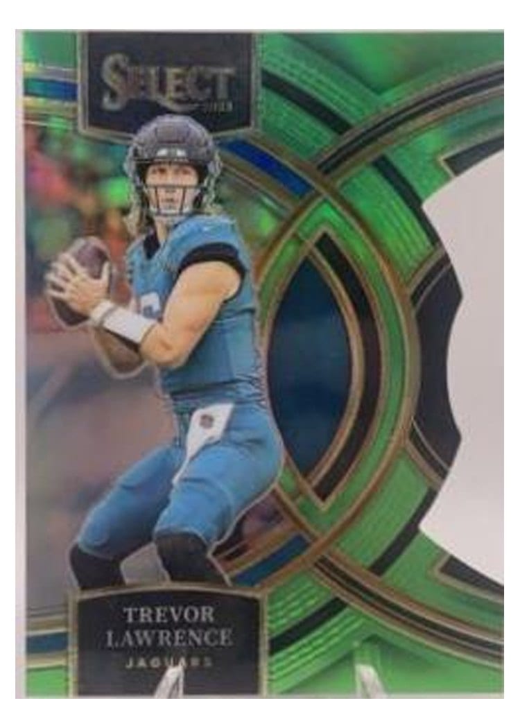 2023 Panini Select Base Set Trevor Lawrence Neon Green Prizm Die-Cut #181 card