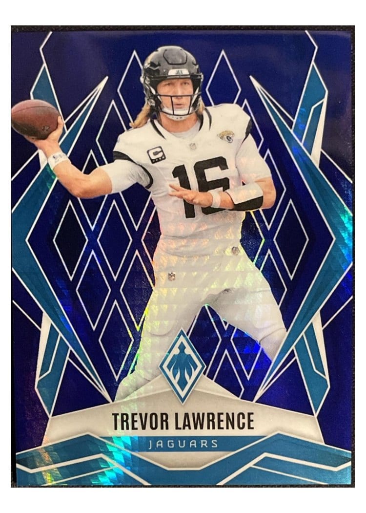 2025 Panini Phoenix Base Set Trevor Lawrence Blue Hyper #15 card