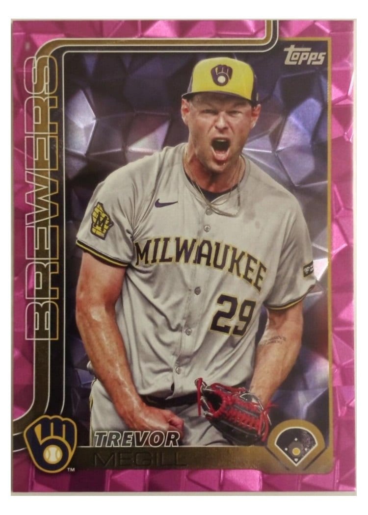 2025 Topps Base Set Trevor Megill Pink Diamante Foil #28 card