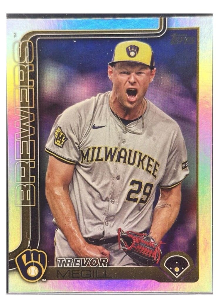 2025 Topps Base Set Trevor Megill Aqua Rainbow Foil #28 card