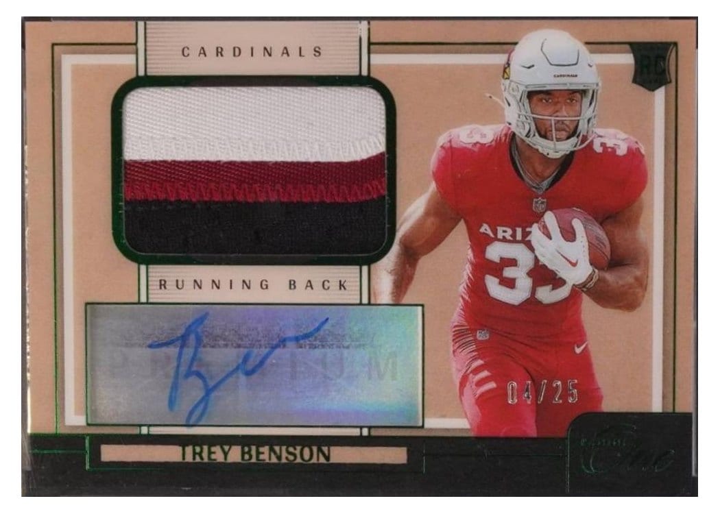 2024 Panini One Premium Rookie Patch Autographs Trey Benson #118 card