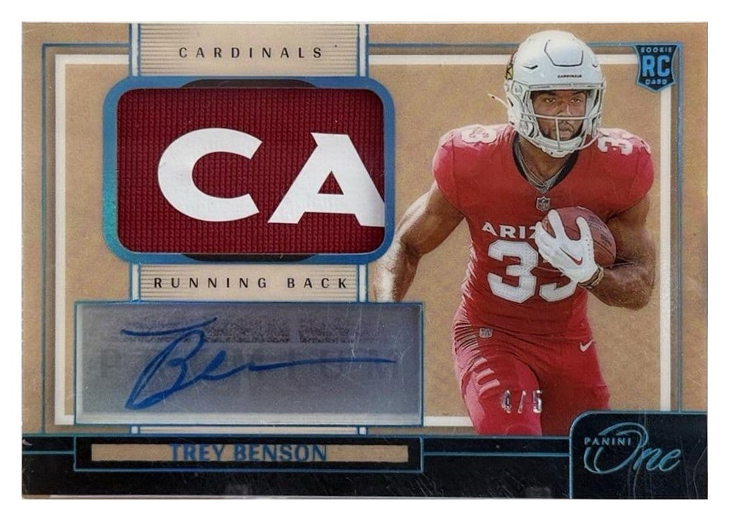 2024 Panini One Premium Rookie Patch Autographs Trey Benson #118 card