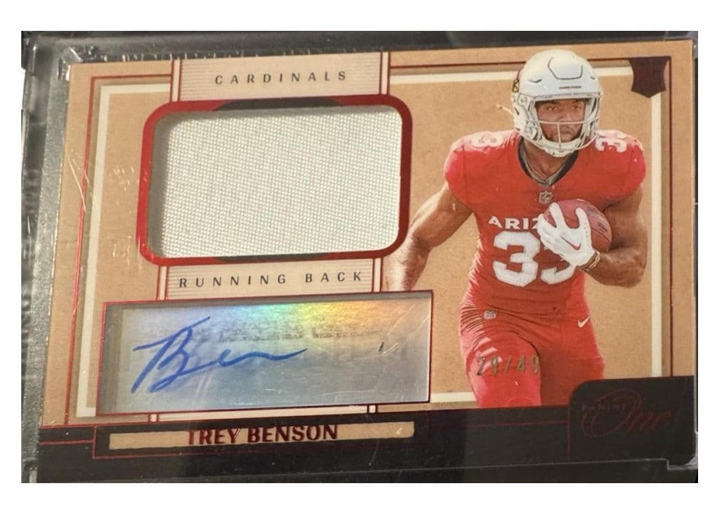 2024 Panini One Premium Rookie Patch Autographs Trey Benson #118 card