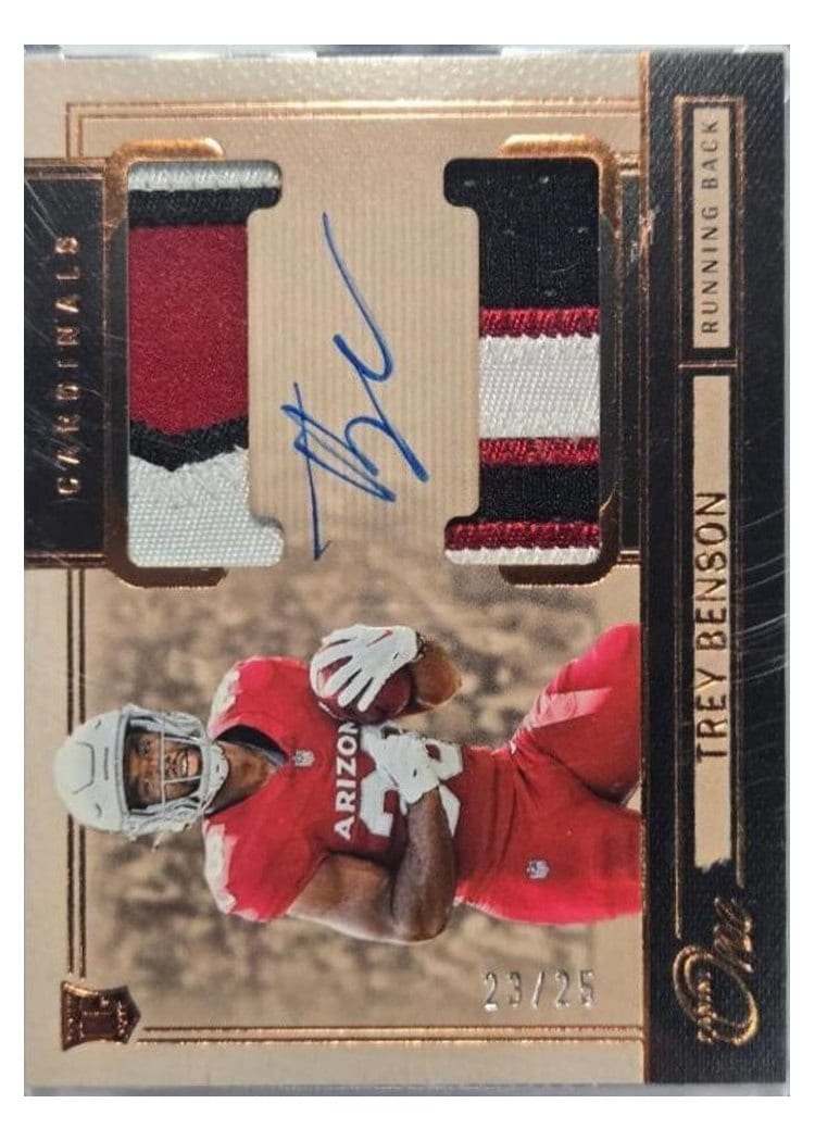 2024 Panini One Rookie Dual Patch Autographs Trey Benson #46 card