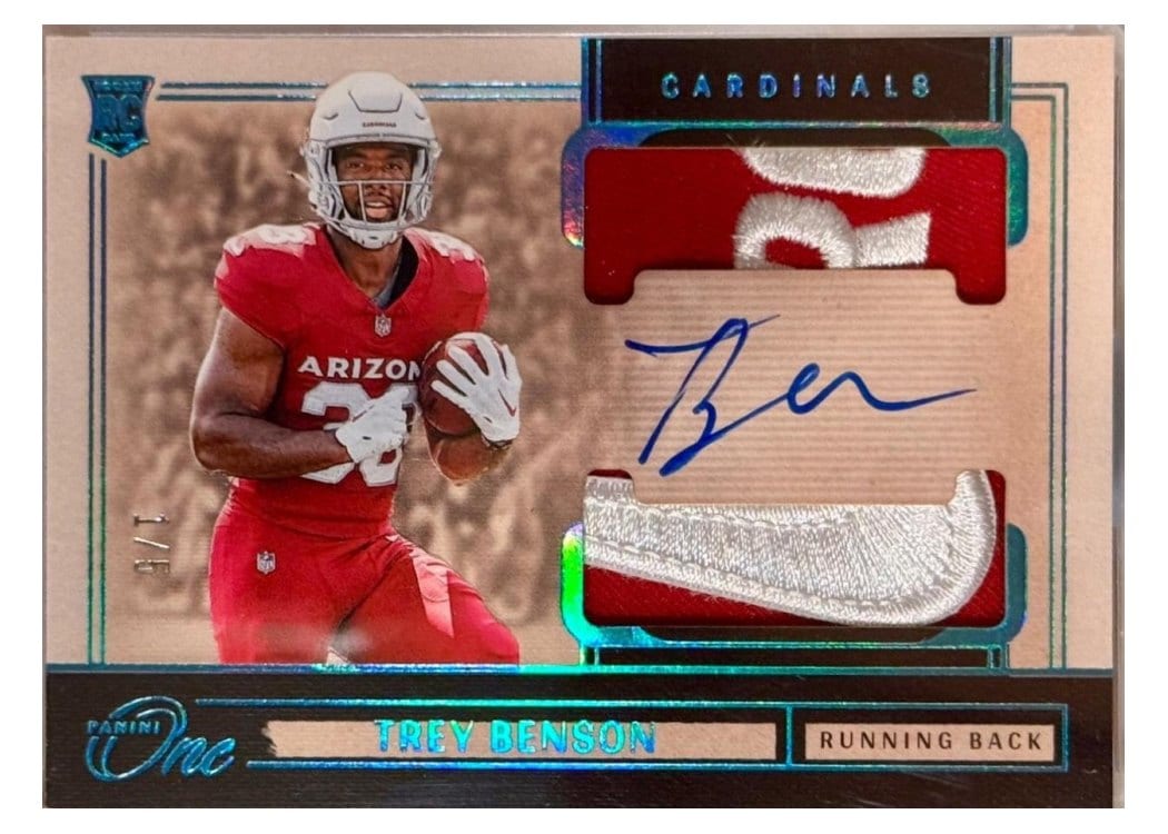 2024 Panini One Rookie Dual Patch Autographs Trey Benson #46 card