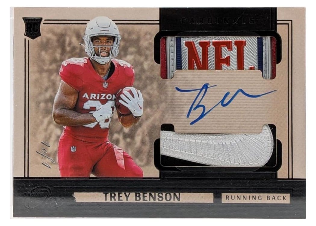 2024 Panini One Rookie Dual Patch Autographs Trey Benson #46 card
