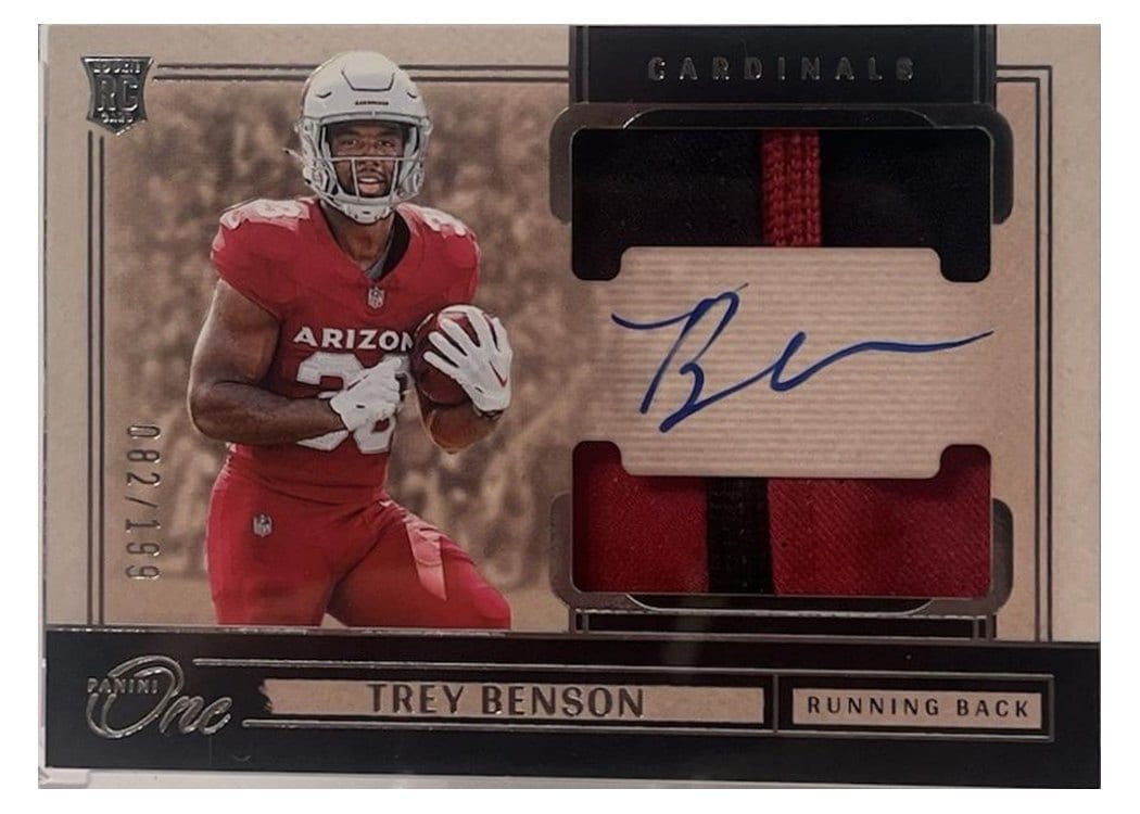2024 Panini One Rookie Dual Patch Autographs Trey Benson #46 card