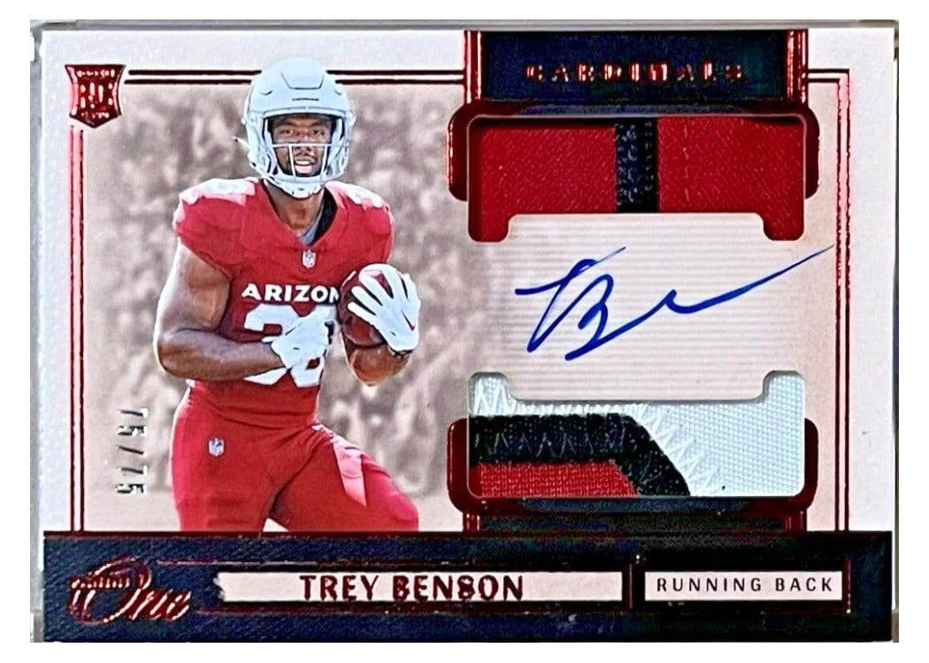 2024 Panini One Rookie Dual Patch Autographs Trey Benson #46 card