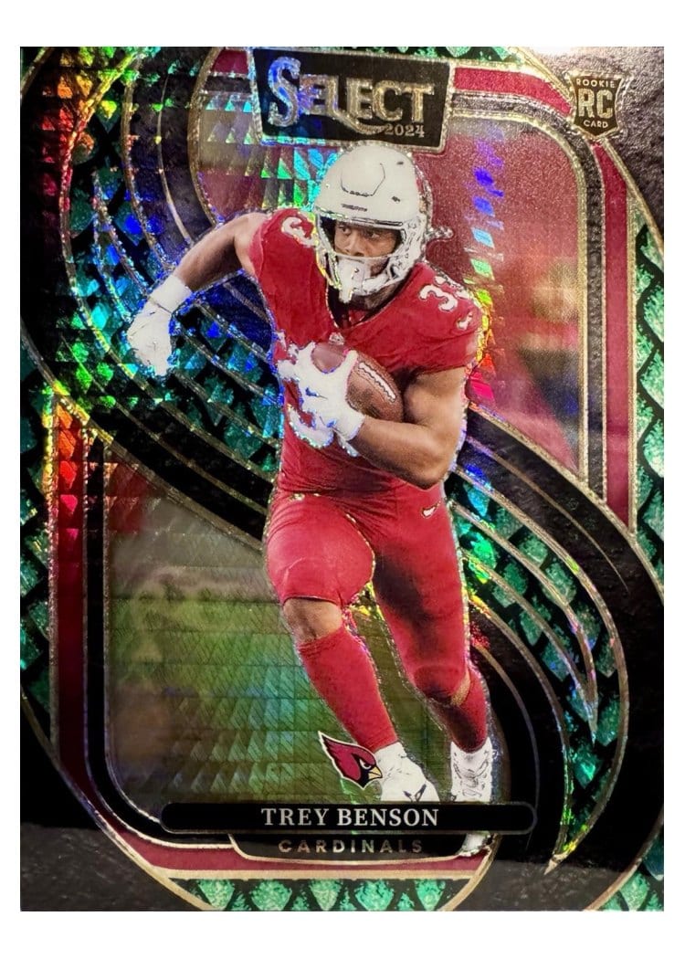 2024 Panini Select Base Set Trey Benson Dragon Scale Prizm #198 card