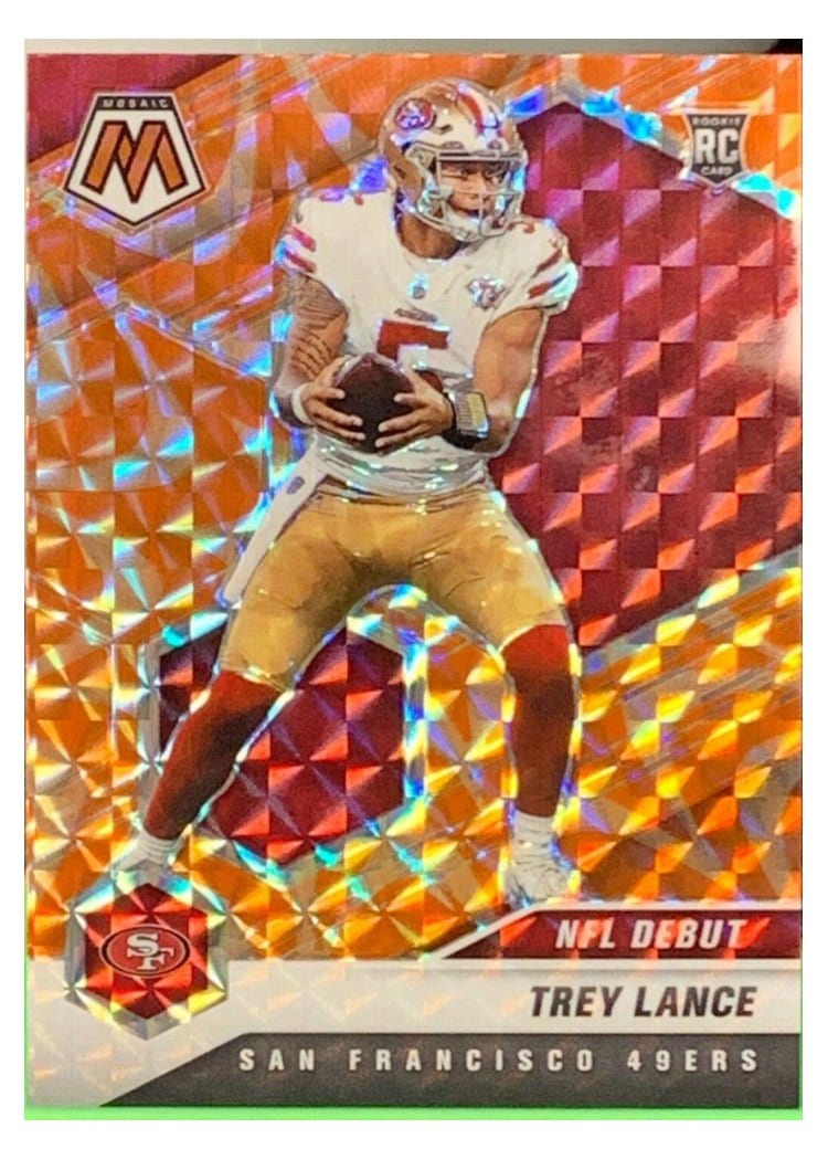 2021 Panini Mosaic Trey Lance Reactive Orange Mosaic #244 card