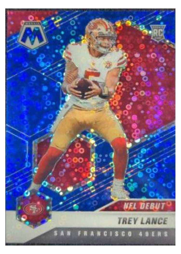 2021 Panini Mosaic Trey Lance No Huddle Blue Mosaic #244 card