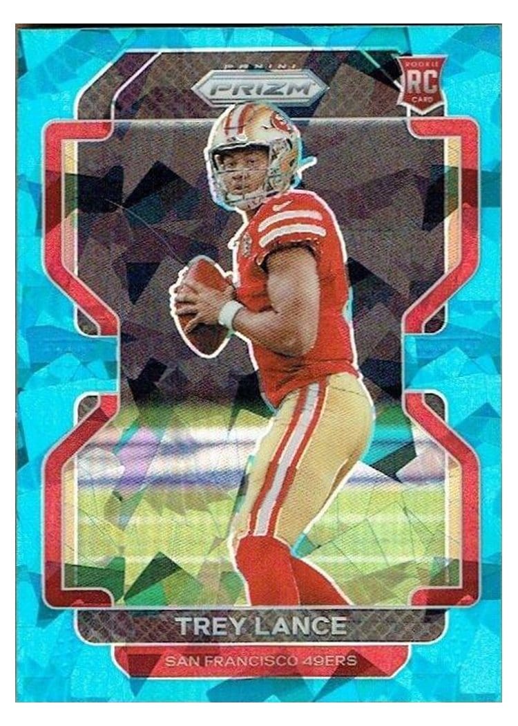 2021 Panini Prizm Base Set Trey Lance Blue Ice Prizm #333 card