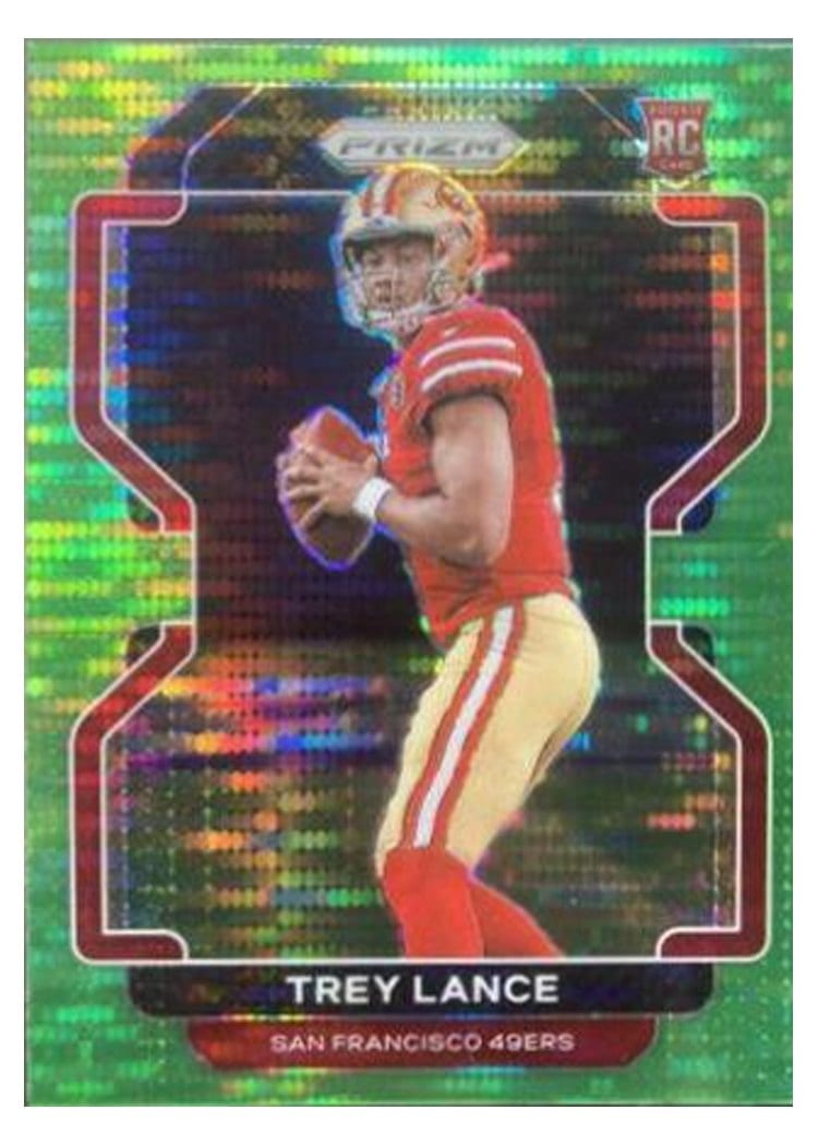 2021 Panini Prizm Base Set Trey Lance Neon Green Pulsar Prizm #333 card