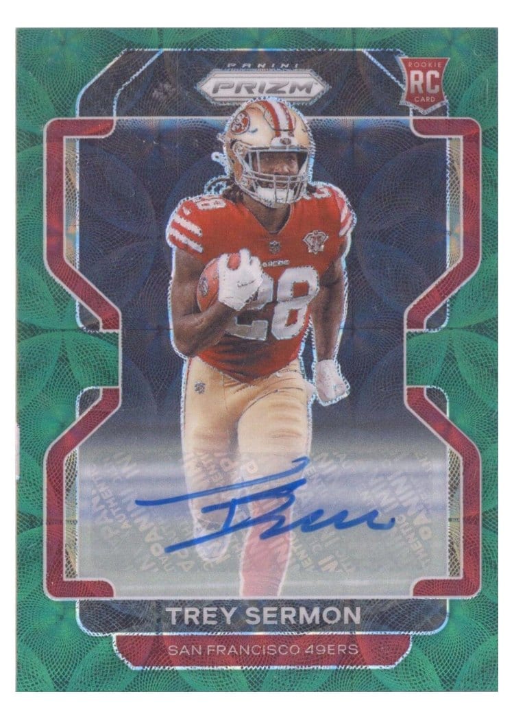 2021 Panini Prizm Base Set Trey Sermon Autograph Green Scope Prizm #354 card