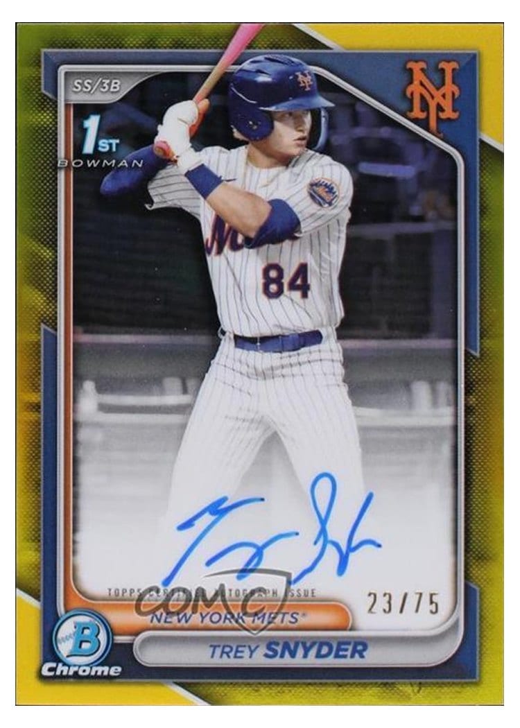 2024 Bowman Draft Chrome Prospect Autographs Trey Snyder Yellow Refractor #CPA-TSN card