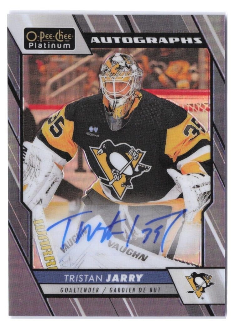 2023-24 O-Pee-Chee Platinum Blue Rainbow Autos Tristan Jarry #BA-TJ card