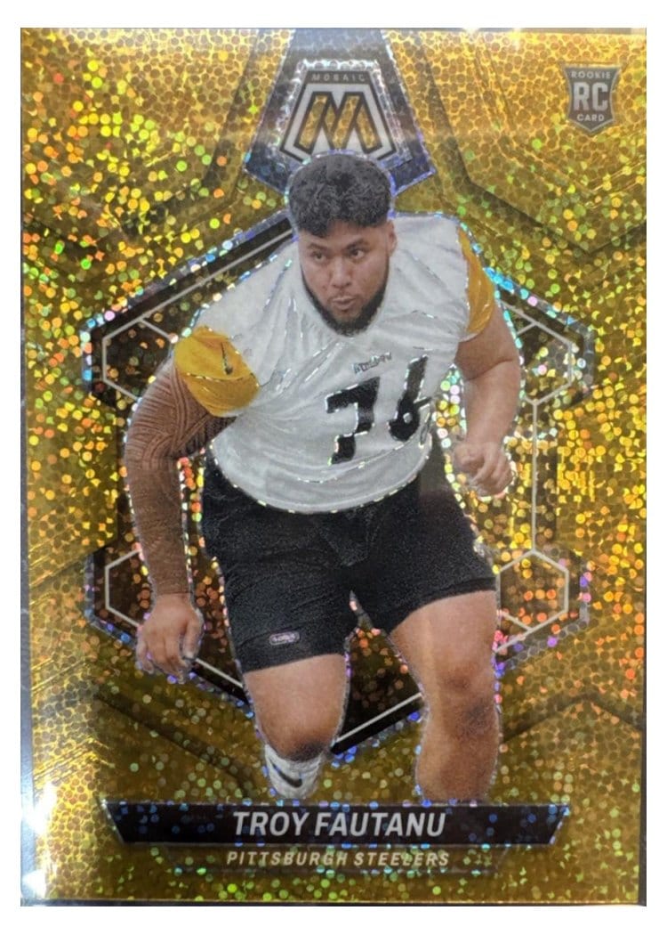 2024 Panini Mosaic Base Set Troy Fautanu Gold Sparkle #320 card