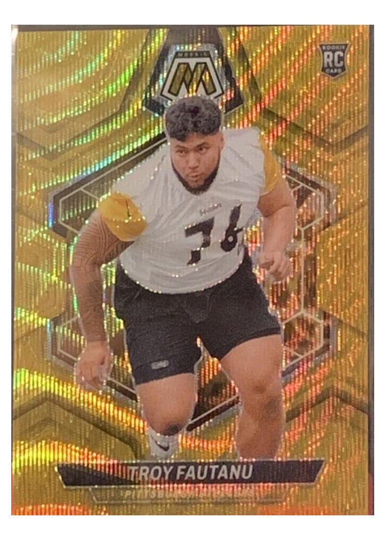 2024 Panini Mosaic Base Set Troy Fautanu Gold Wave #320 card