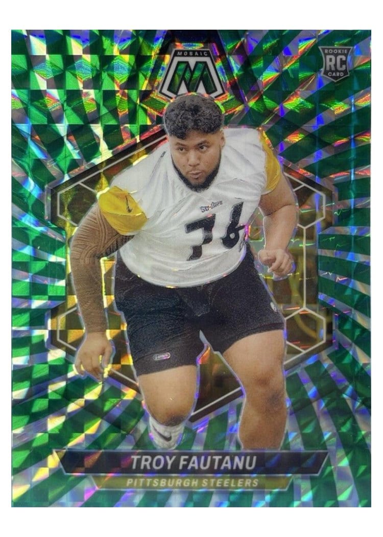 2024 Panini Mosaic Base Set Troy Fautanu Green Swirl #320 card