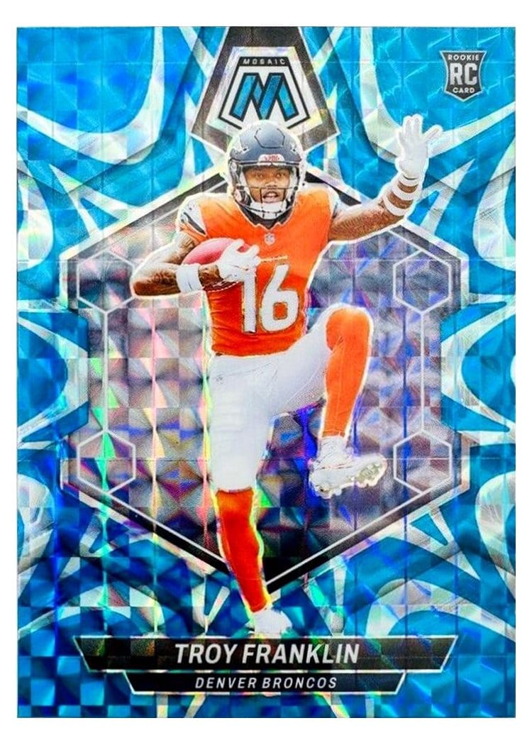 2024 Panini Mosaic Base Set Troy Franklin Blue Reactive #378 card