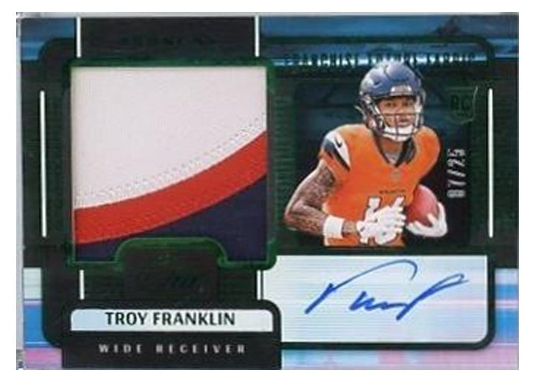 2024 Panini One Franchise Future Fabric Autographs Troy Franklin #84 card