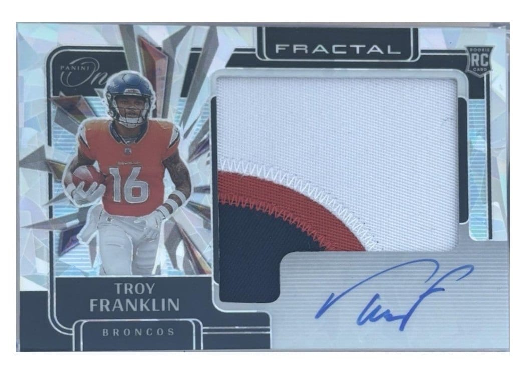 2024 Panini One Rookie Fractal Autographs Troy Franklin #402 card