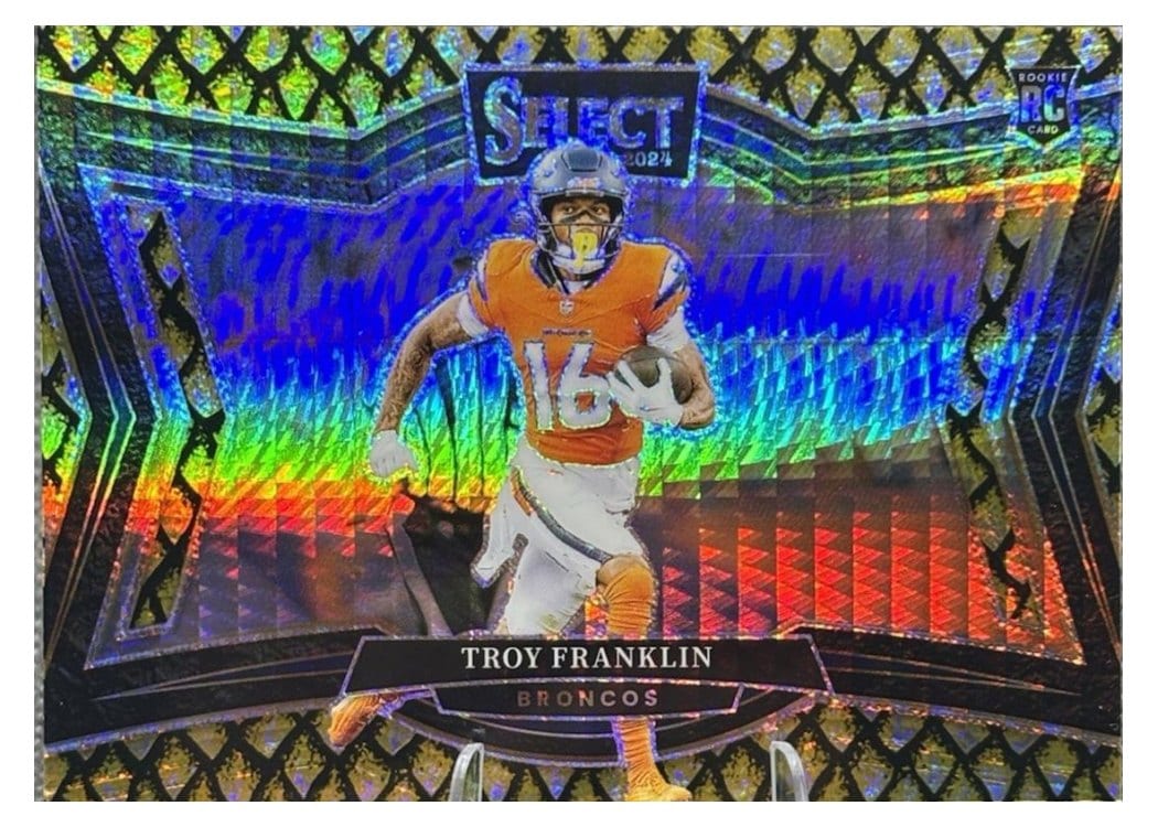 2024 Panini Select Base Set Troy Franklin Gold Dragon Scale Prizm #498 card