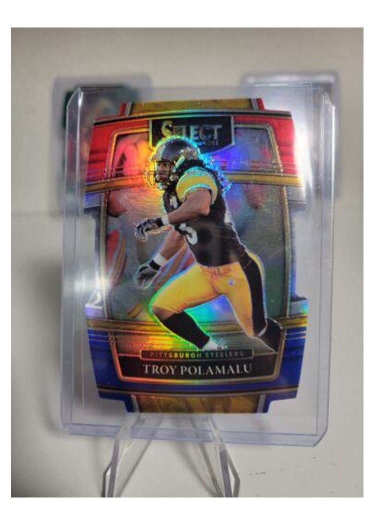 2021 Panini Select Base Set Troy Polamalu Red and Blue Die Cut #41 card