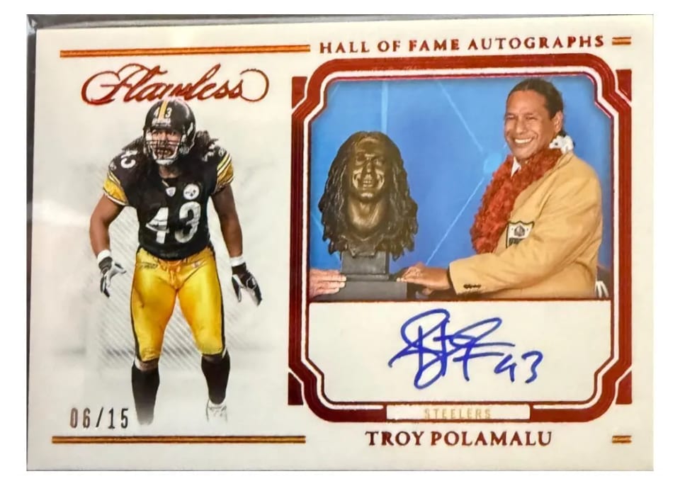 2023 Panini Flawless Hall of Fame Autograph Troy Polamalu #5 card