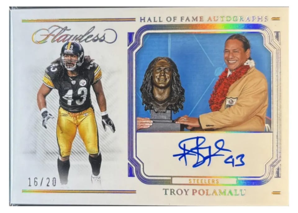 2023 Panini Flawless Hall of Fame Autograph Troy Polamalu #5 card