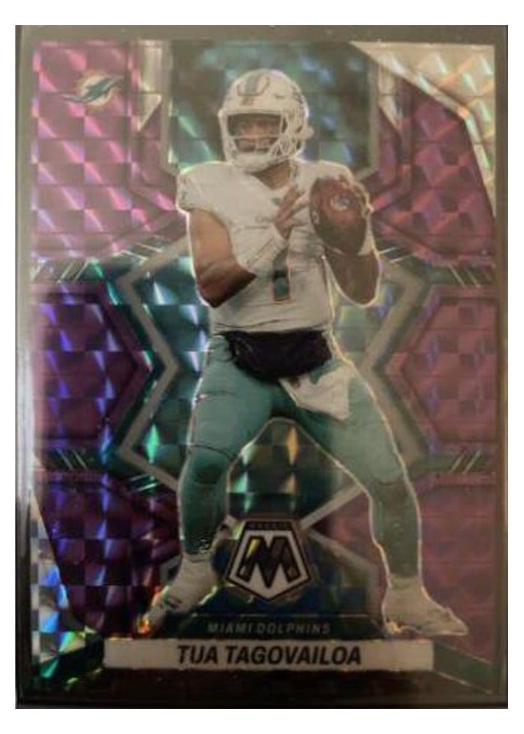2022 Panini Mosaic Base Set Tua Tagovailoa Purple #121 card