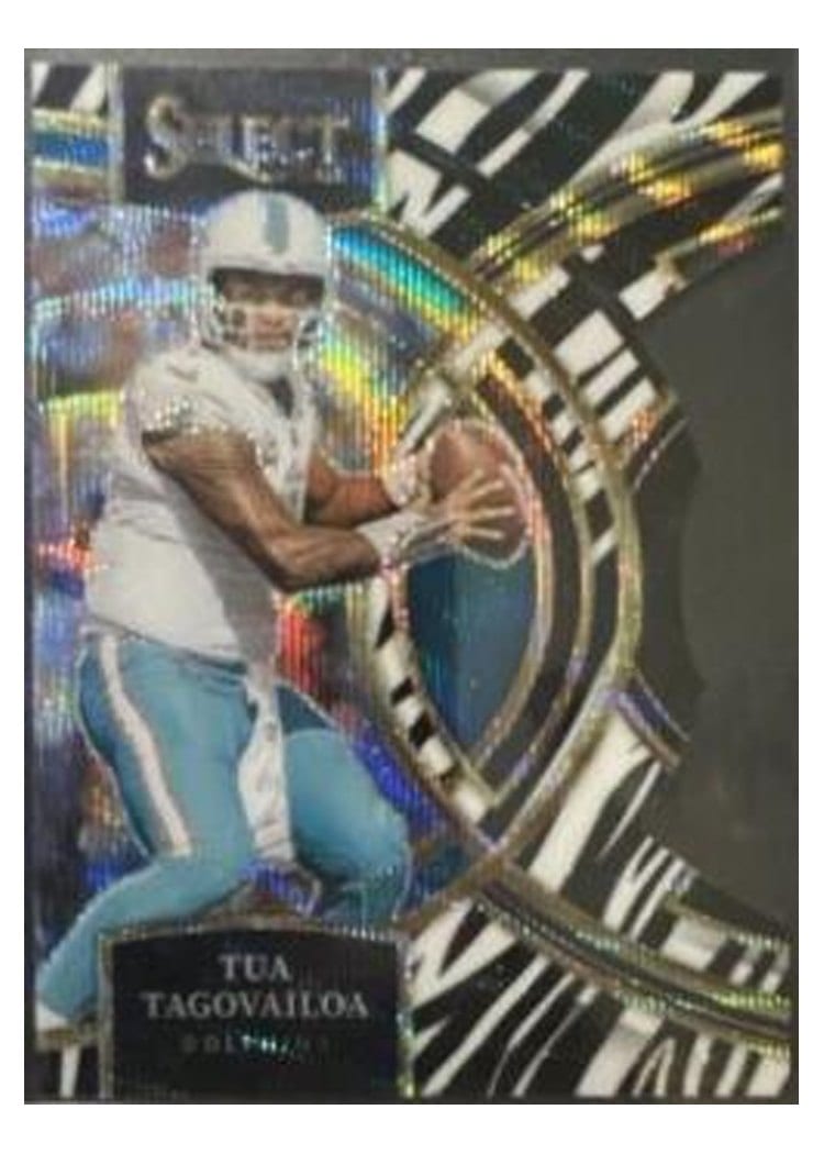 2023 Panini Select Base Set Tua Tagovailoa Zebra Prizm #103 card
