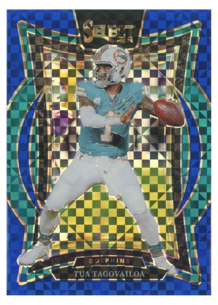 2024 Panini Select Base Set Tua Tagovailoa Blue Prizm #99 card