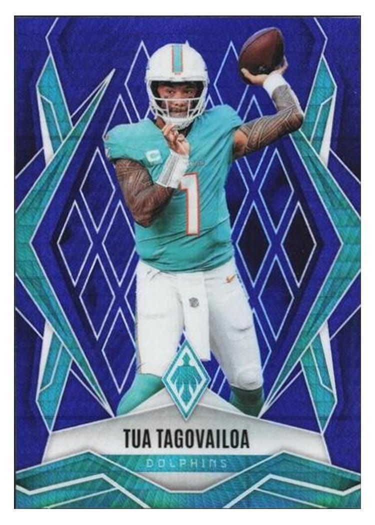 2025 Panini Phoenix Base Set Tua Tagovailoa Blue Hyper #102 card