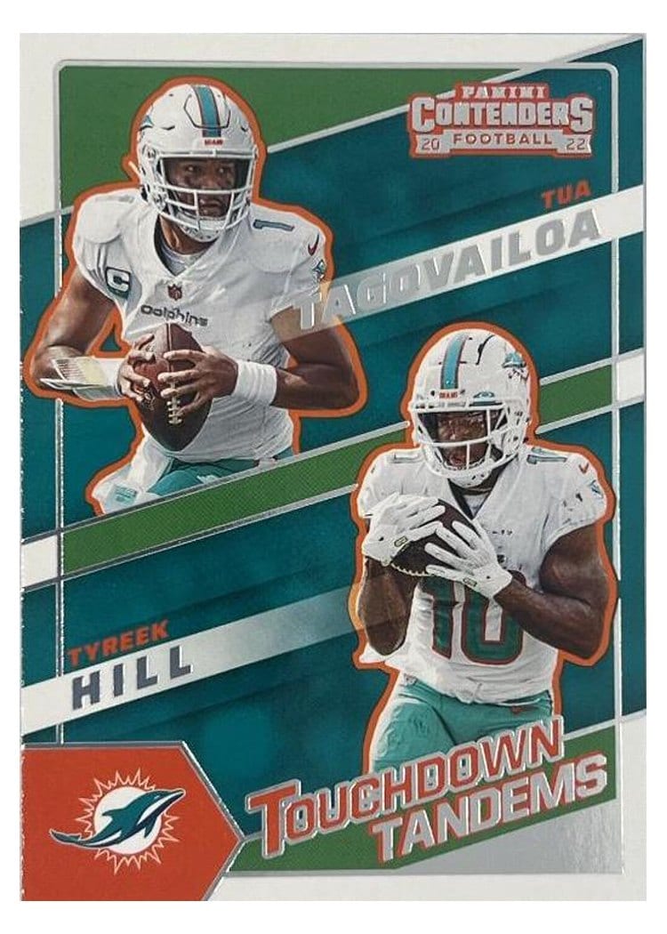 2022 Panini Contenders Touchdown Tandems Tua Tagovailoa / Tyreek Hill #TDT-MIA card