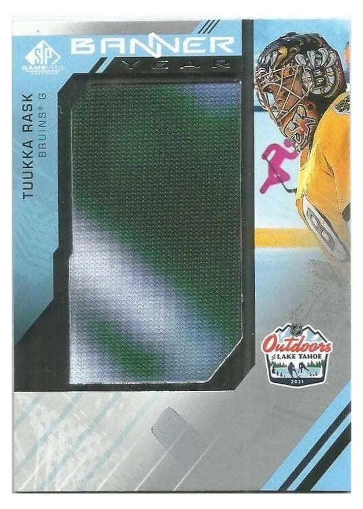2021-22 SP Game Used 2021 NHL Lake Tahoe Games Banner Year Relics Tuukka Rask #BYLT-TR card