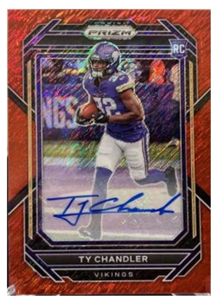 2022 Panini Prizm Base Set Ty Chandler Autograph Red Shimmer #348 card