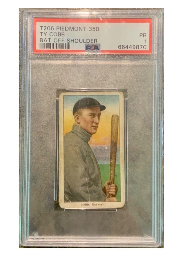 1909 T206 Piedmont 350 Ty Cobb Bat off Shoulder card