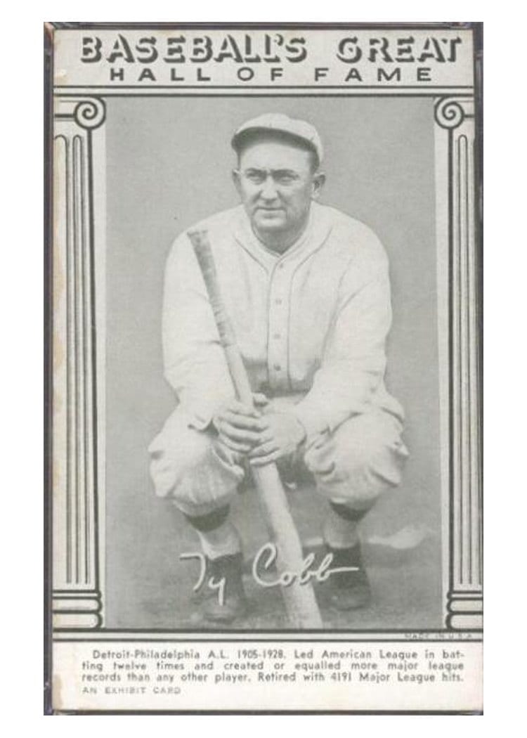 1948 Baseball's Great Hall of Fame Exhibits Ty Cobb card