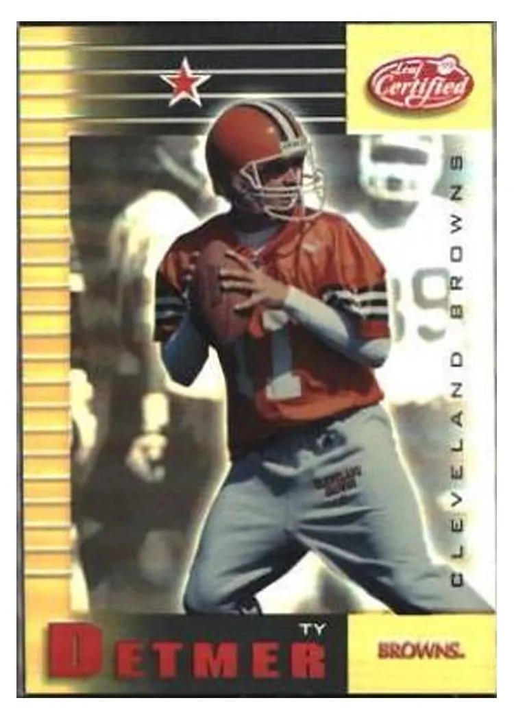 1999 Leaf Certified Ty Detmer #24 card