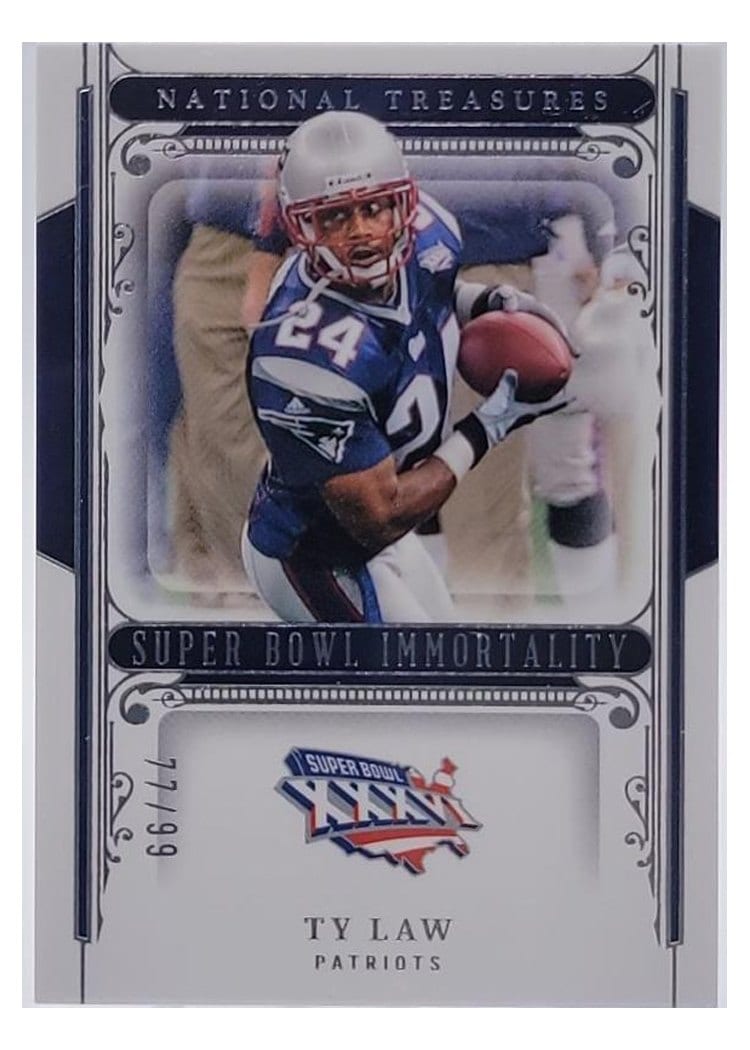 2025 Panini National Treasures Super Bowl Immortality Ty Law #14 card