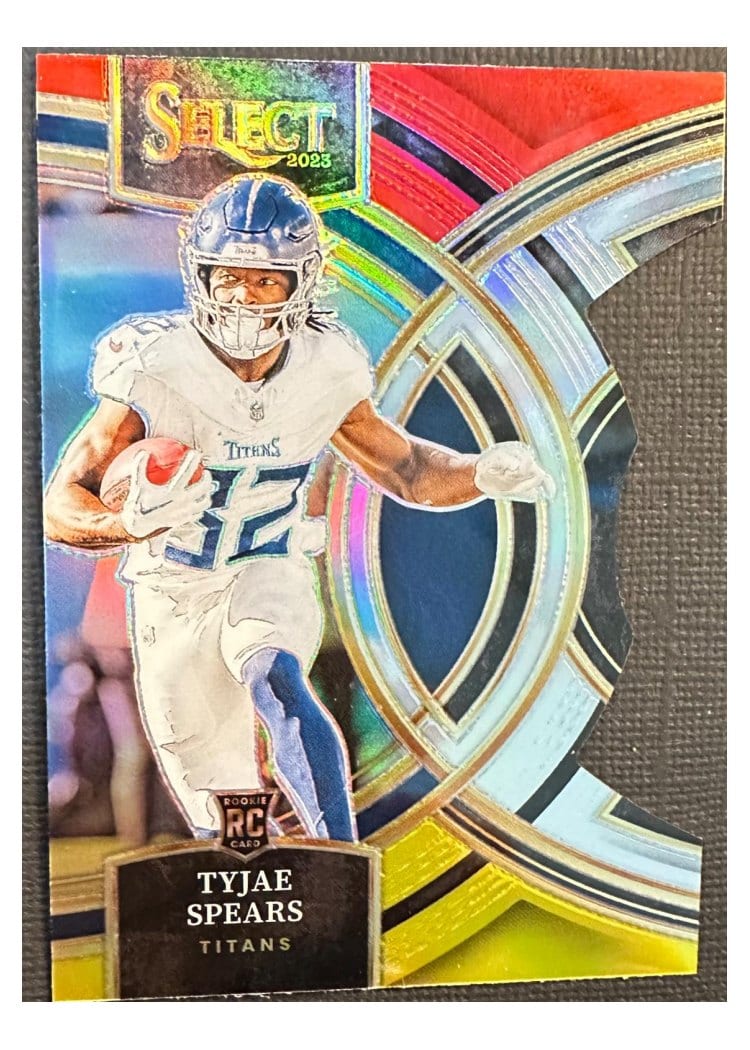 2023 Panini Select Base Set Tyjae Spears Red Yellow Prizm Die-Cut #172 card